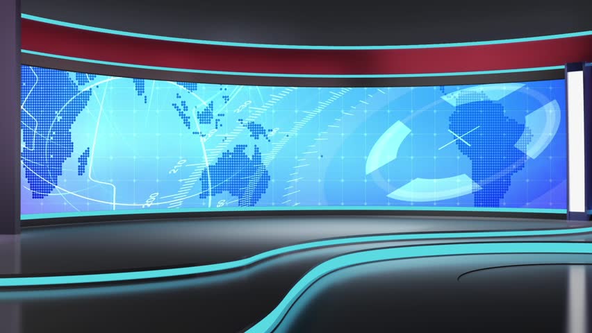 News Tv Studio Set Virtual Green Screen Royalty Free Video