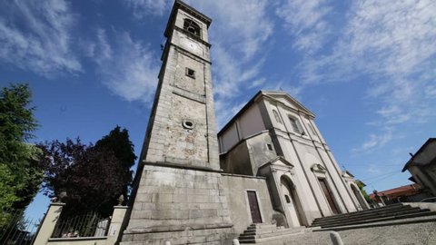 in italy  sumirago  ancient   religion  building    for catholic and clock tower