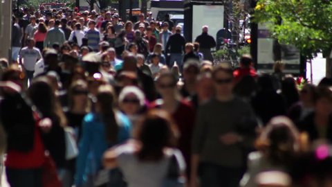 Telephoto Shot Backlit Crowd People Walking Stock Footage Video (100% ...