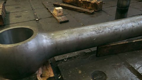 huge screw in the factory, Large metal screw on a turbine factory, Big metal nuts and  bolts