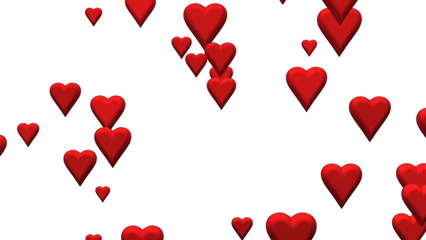 Little Red Hearts Floating Bottom Top Stock Footage Video (100% Royalty 