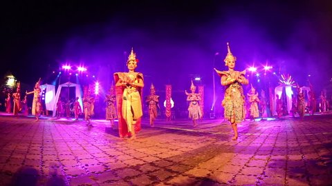 Nakhon Ratchasima, Thailand - July 18-20, 2016:Candles festival in Nakhon Ratchasima, Wax festival in Nakhon Ratchasima,Thai Dancing show in Nakhon Ratchasima.