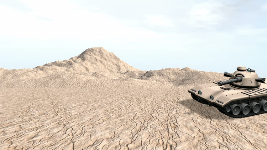 Military tank in desert HD 1080i 3D animation