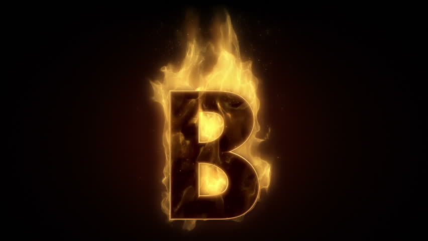 Fiery Letter B Burning Loop Particles Stock Footage Video 100 Royalty