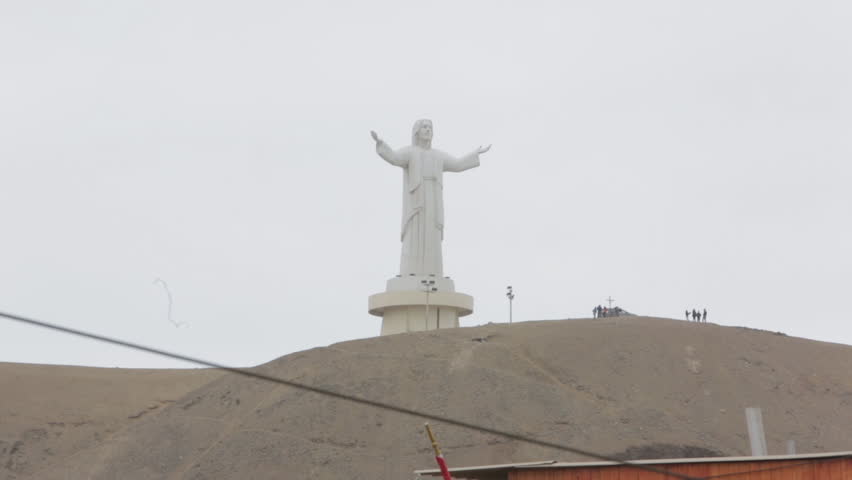 Cristo del Pacifico statue of Jesus in Lima, Peru