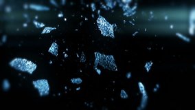 High speed camera shot of shattering glass, isolated on a black background. Can be pre-matted for your video footage by using the command Frame Blending - Multiply.
