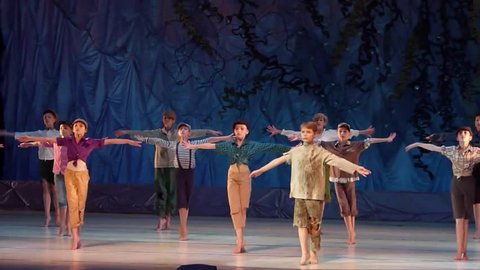 DNIPRO, UKRAINE - JUNE 26, 2016: Unidentified Children, ages 8-15 years old, perform This eternal ballet tale at State Opera and Ballet Theatre.
