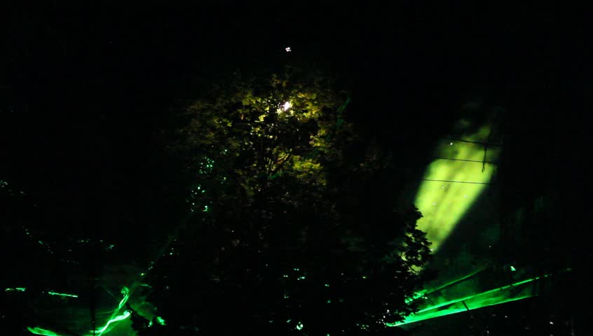 Laser show under the open sky on the square