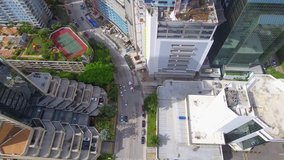 Downward view of highrise architecture Brickell aerial drone 4k