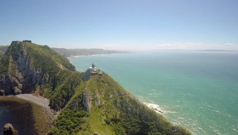 Aerial view of Nugget Point Lighthouse, Otago, New Zealand