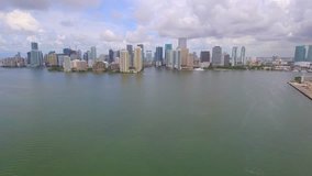 Aerial approach of Downtown and Brickell Miami