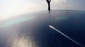 Parasailing, Parascending - Extreme Sports, wide angle shot High Definition Video