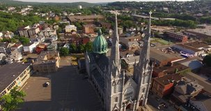 Aerial circle around a beautiful church in 4K