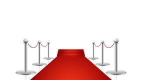 Celebrity carpet cartoon video. Red carpet stairs animation on white and transparent background