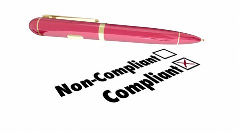 Compliant Check Box Pen Mark Non Compliance 3d Animation