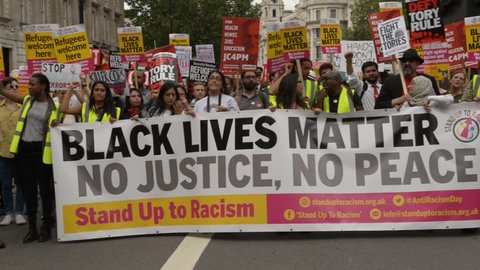 London, UK. 16th July 2016. EDITORIAL - Black Lives Matter / Stand Up To Racism protest rally - Thousands attended the march through London, in protest of recent killings of black men by U.S. police.