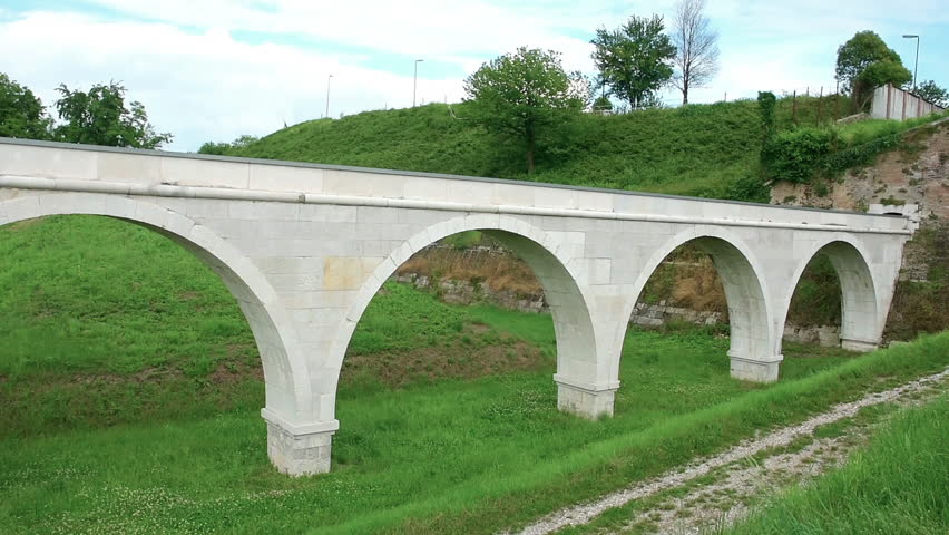 June 16, 2016. A view of the old aqueduct in Palmanova, Friuli, Italy