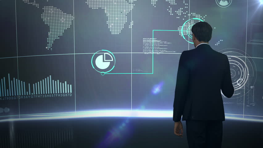 Digital animation of businessman touching screen | Shutterstock HD Video #18267490