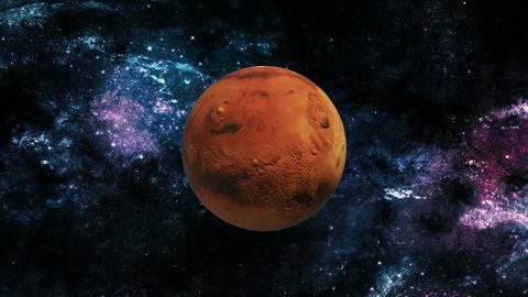 Planet Mars rotating in space