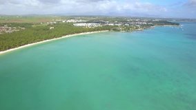 Mauritius Beach Island - Mont Choisy tropical beach - 4K UHD Top down aerial video