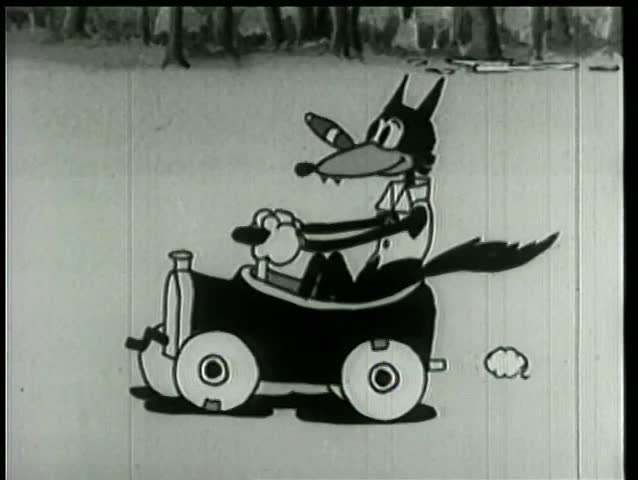 Cigar smoking wolf in car