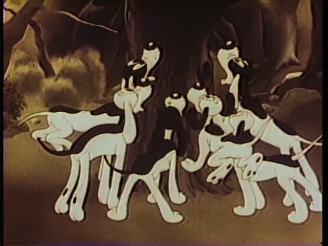 Cartoon of dogs barking at a tree