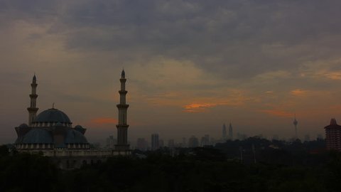 Golden Sunrise at Federal Mosque of Kuala Lumpur