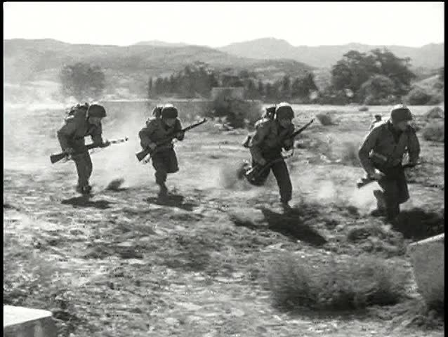 Soldiers scrambling to take cover
