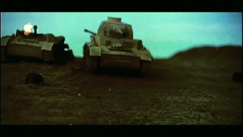 Bombs hitting tanks and exploding
