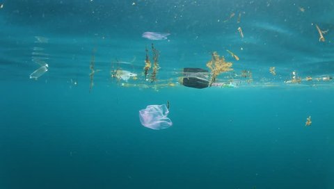 Plastic bags pollution in ocean