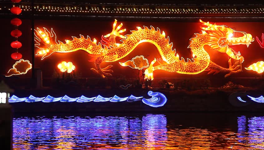 chinese dragon with flash