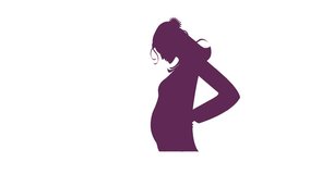 Motion graphics video of a silhouetted pregnant lady, repeated to demonstrate trimester stages