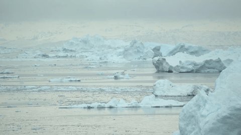 glaciers are moving on the arctic ocean at Ilulissat, Greenland