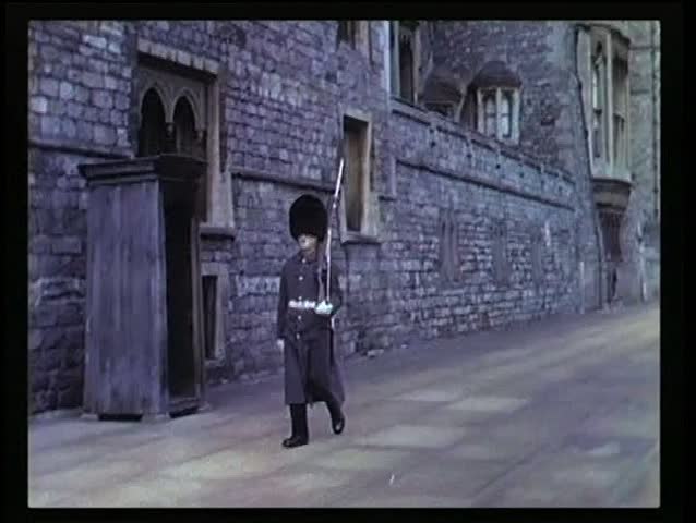 British soldier marching back and forth