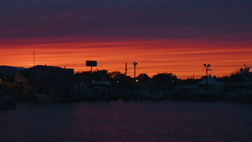 Sunset over the city in long island new york during summer