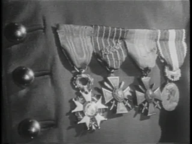 Close up of medals on soldier