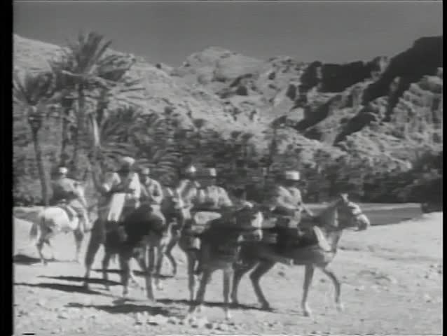 Moroccan cavalry charging through the desert