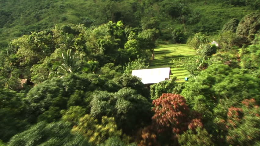 HD: Helicopter lands in jungle village