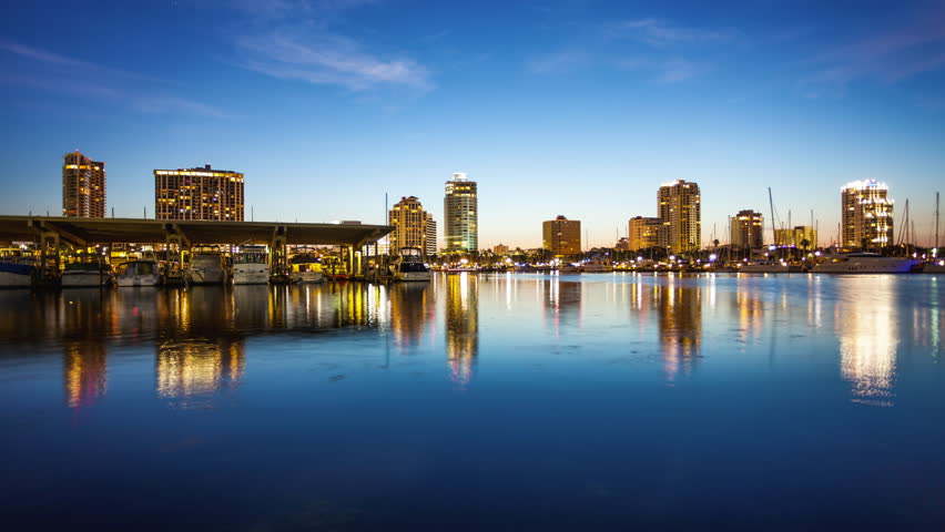 St. Petersburg, Florida Skyline and Marina Cityscape - Time Lapse