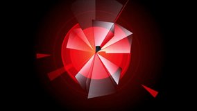 asymetrical geometric pattern formed by rotating  3d pyramids with light blue and grey gradient fill  emitting from the center core of strobe glowing red  circles and pulsing rings with laser rays - Powered by Shutterstock - Get 15% off with code: PIKWIZARD15