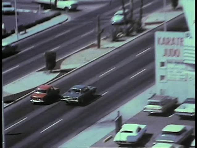 Aerial view of Las Vegas in the 1970s