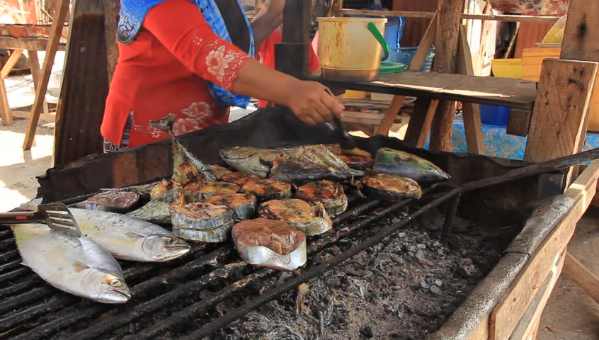 Asian street food fish barbeque