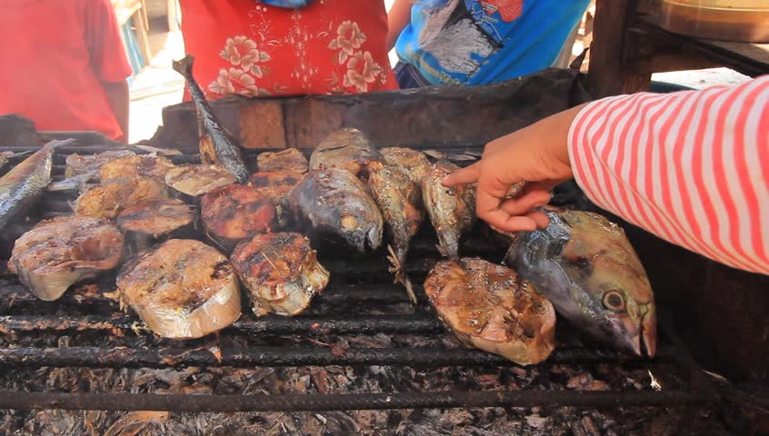 Asian street food fish barbeque
