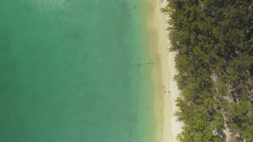 Mauritius Beach Island - Mont Choisy tropical beach - 4K UHD Top down aerial video