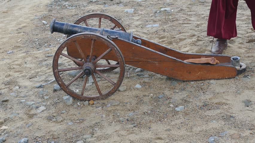 Shooting old cannon in slow motion