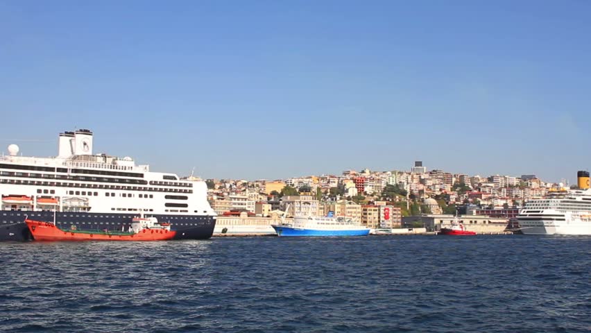 ISTANBUL - OCTOBER 6: Cruise Ship Terminals from the water side on October 6,