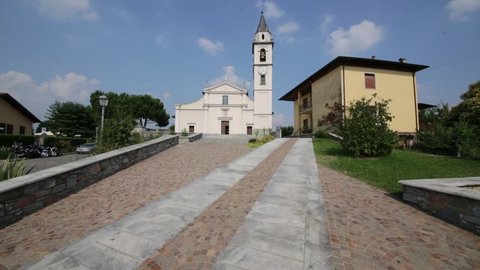 in italy  sumirago  ancient   religion  building    for catholic and clock tower

