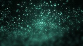 Background neon movement. Universe neon dust with stars on black background. Motion abstract of particles. VJ Seamless animation loop.