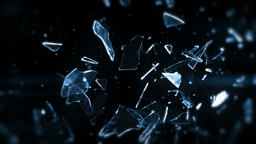 High speed camera shot of shattering glass, isolated on a black background. Can be pre-matted for your video footage by using the command Frame Blending - Multiply.
