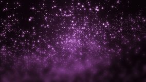 Background violet movement. Universe violet dust with stars on black background. Motion abstract of particles. VJ Seamless animation loop.